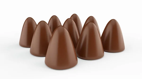 Některé Čokoládové Bonbóny Izolované Bílém Pozadí — Stock fotografie