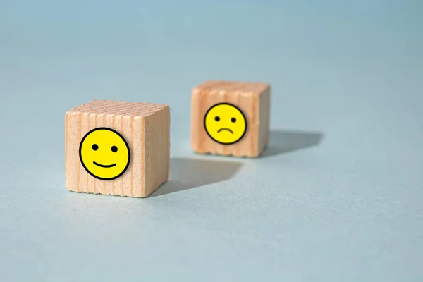 Closeup Wooden Blocks Emoji — Stock Photo, Image