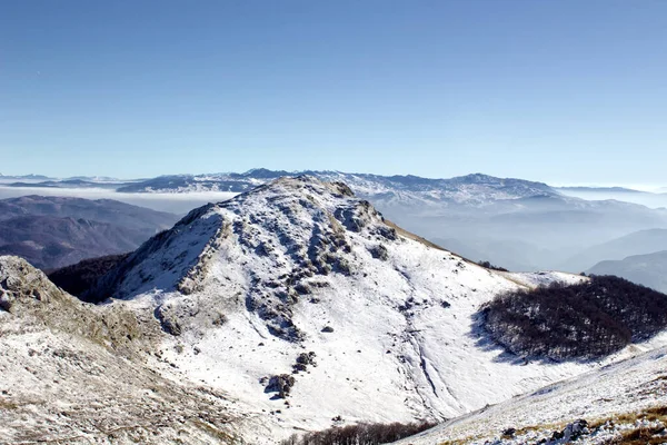 Panoramica Catena Montuosa Innevata Della Visocica Bosnia Erzegovina Una Giornata — Foto Stock