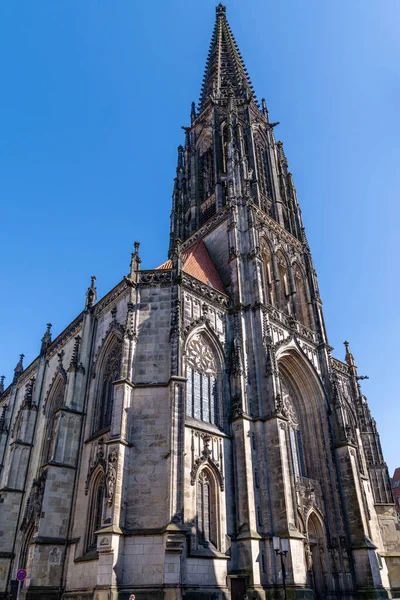 Plan Vertical Église Lamberti Munster Allemagne Contre Ciel Bleu — Photo