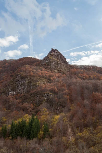 Une Vue Fascinante Sur Vieille Montagne Avec Des Buissons Automne — Photo