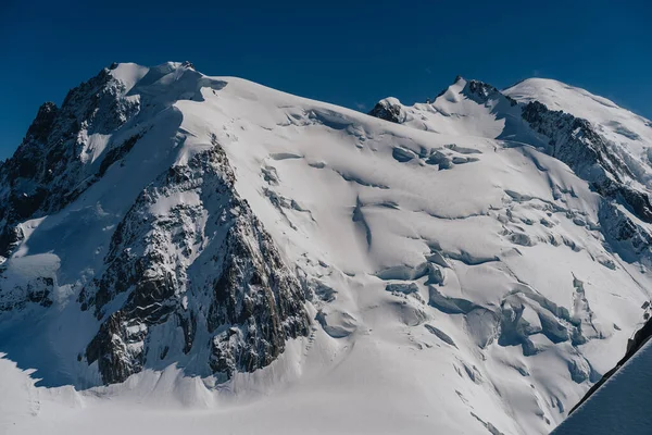 Glacier Big Seracs Snow Covered Alpine Mountain Landscape Mont Blanc — Stock Photo, Image