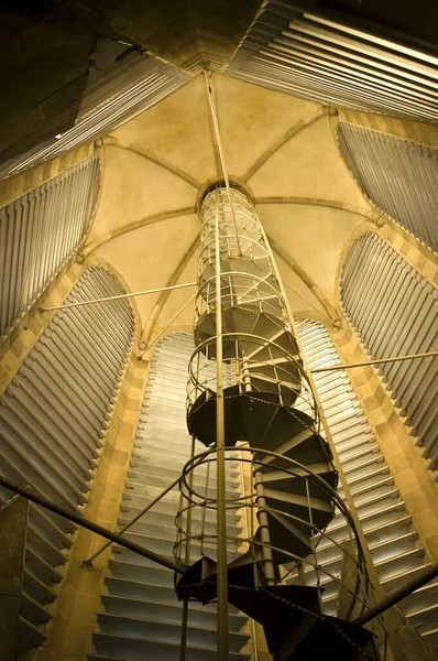 Plan Vertical Escalier Colimaçon Métallique Dans Église Saint Vaclav Olomouc — Photo