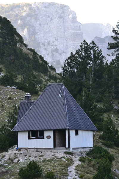 Eine Vertikale Aufnahme Eines Kleinen Hauses Einer Bergigen Gegend Polen — Stockfoto