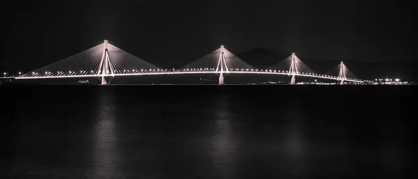 Pont Rio Antirio Avec Des Lumières Nuit — Photo