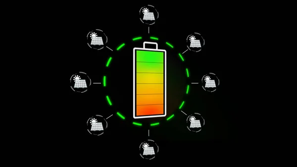 Illustrazione Digitale Simbolo Carica Della Batteria Con Simboli Industriali — Foto Stock