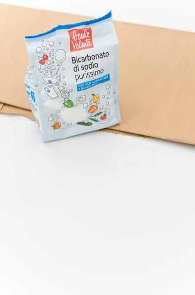 Inverigo Itália Novembro 2021 Composto Químico Bicarbonato Sódio Saco Plástico — Fotografia de Stock