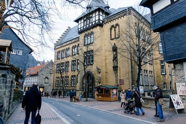 Goslar Tyskland Dec 2020 Ett Stadslandskap Goslars Centrum Vintern Julmarknaden — Stockfoto