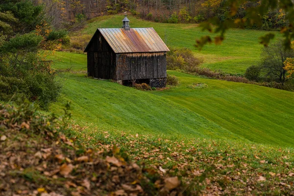 Een Landelijk Huis Een Groen Veld — Stockfoto