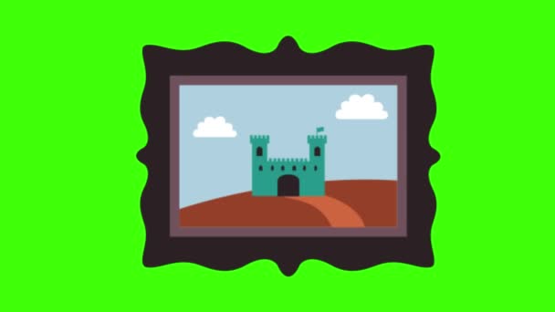 Pintura Com Castelo Animação Tela Verde Para Vfx — Vídeo de Stock