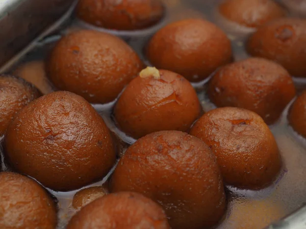 Indiska Mat Gulab Jamun Välsmakande Indian Sweet Gulab Jamun Syrupy — Stockfoto