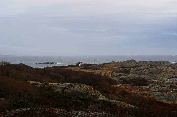 Paisaje Marino Invierno Rakke Noruega — Foto de Stock