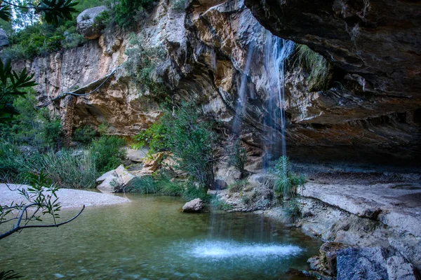 Quesa Espanha Outubro 2021 Uma Bela Vista Poças Água Cachoeira — Fotografia de Stock