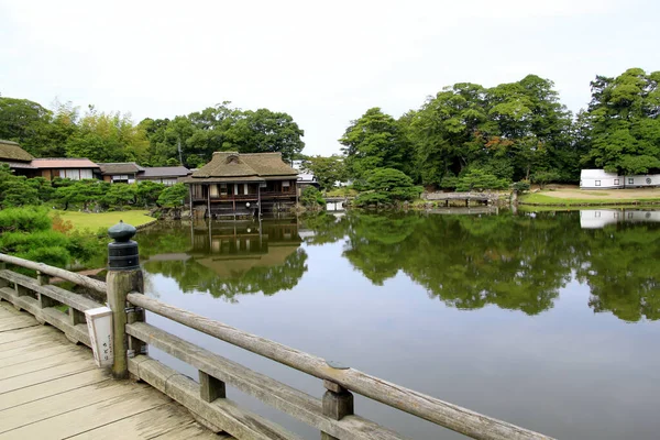Uma Bela Vista Edifício Perto Rio Hikone Japão — Fotografia de Stock