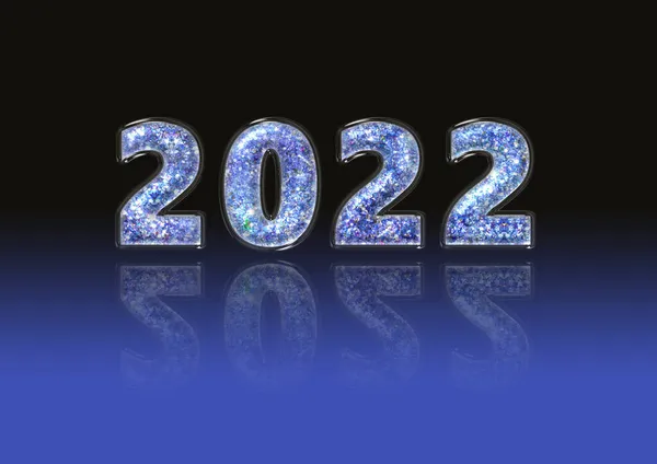 Een Illustratie Van Een Blauwe Glanzende 2022 Een Zwart Blauwe — Stockfoto