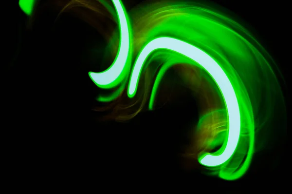 Futurystyczny Jasny Limonkowy Zielony Włókno Abstrakcyjne Światła Ciemnym Tle — Zdjęcie stockowe
