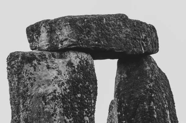 Eine Flache Nahaufnahme Des Stonehenge Megalith Mit Großen Strukturierten Felsen — Stockfoto