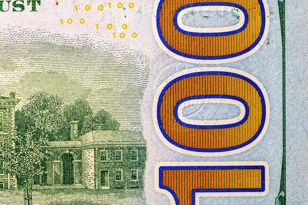 Detail Eines Fragments Einer 100 Dollar Banknote Weltwährungskonzept Inflation Und — Stockfoto