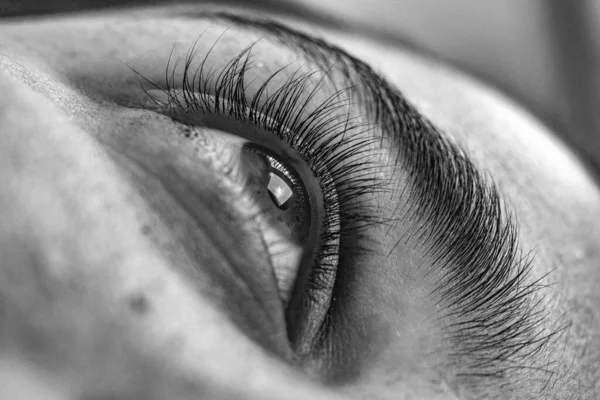 Primer Plano Escala Grises Ojo Humano Mirando Cima — Foto de Stock