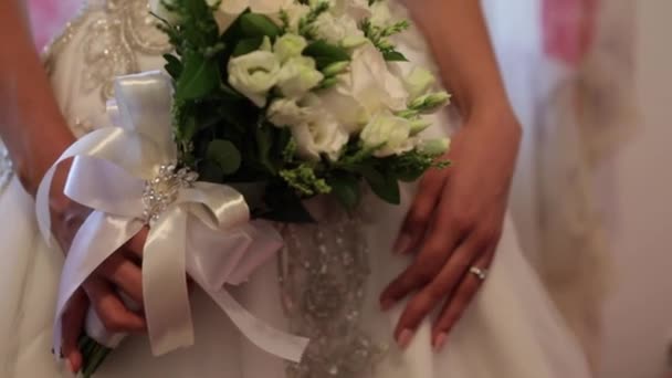 Close Beelden Van Bruid Voor Bereiden Bruiloft — Stockvideo