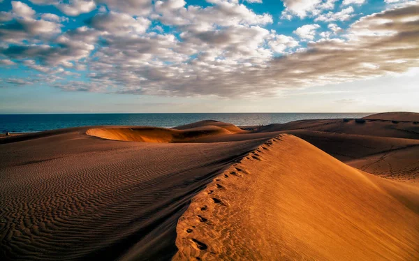 Desierto Arenoso Con Fondo Nublado — Foto de Stock