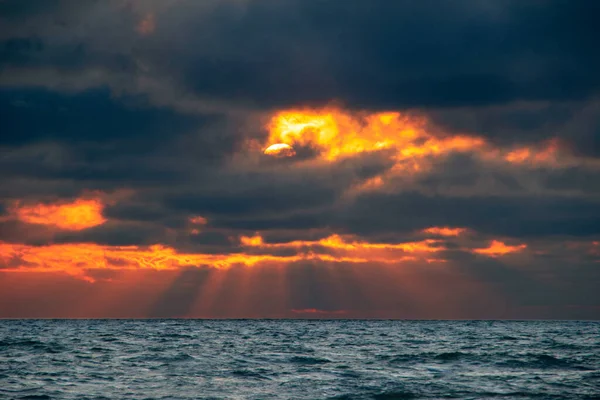 Ein Farbenfroher Sonnenuntergang Der Ostseeküste Litauen — Stockfoto