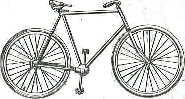 Illustrazione Nera Vintage Del Xix Secolo Una Bicicletta Sfondo Bianco — Foto Stock