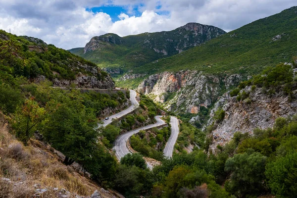 Fascynujący Widok Zalesione Góry Peloponezie Grecja — Zdjęcie stockowe