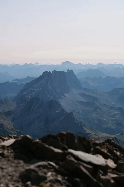 Una Vista Montaña Desde Cima Schesaplana Frontera Suiza Austria Alpes — Foto de Stock