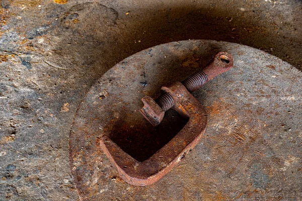 Antique Work Tool Hitch Rusty Surface Stock Image