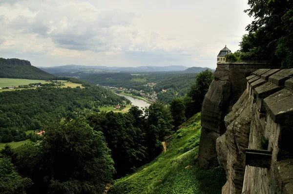 View Konigstein Fortress River Elbe Konigstein Germany — Stock Photo, Image