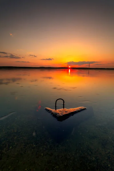 Belo Pôr Sol Lagoa Curoniana Lituânia — Fotografia de Stock