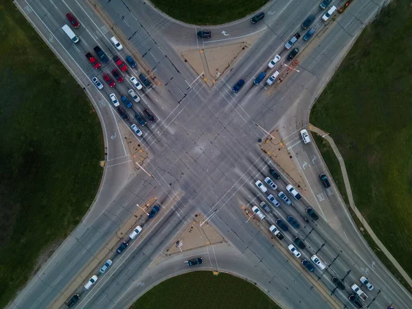 Een Top Uitzicht Van Een Kruispunt Van Kenosha Wisconsin — Stockfoto