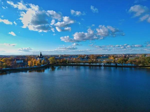 Flygfoto Över Byggnader Sjöar Och Parker Minskregionen Vitryssland — Stockfoto