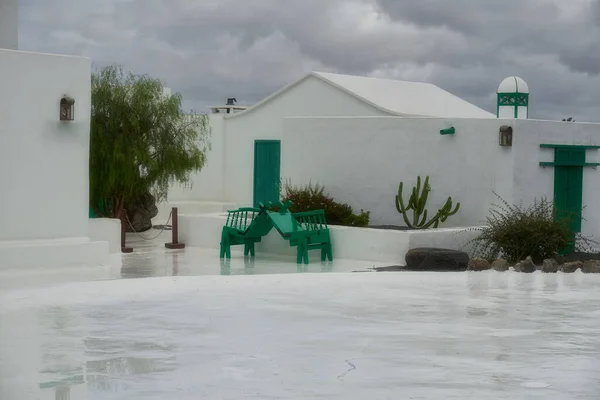 Lanzarote Spain Oct 2021 Збірка Білих Малих Будинків Під Хмарним — стокове фото