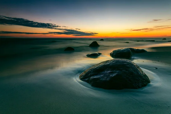 Puesta Sol Costa Del Mar Báltico Lituania — Foto de Stock