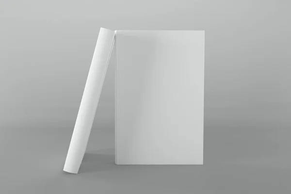 灰色の背景に本のカバーモックアップの3Dイラスト — ストック写真