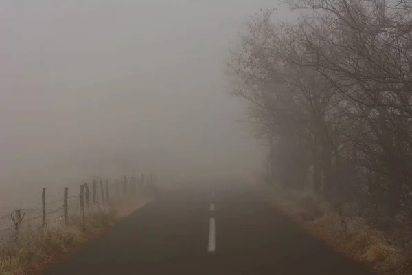 霧の日に田舎の道 — ストック写真