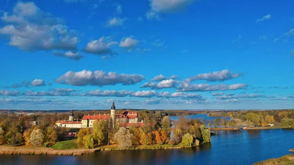 ベラルーシのネシュヴィジ城複合体の空中ビュー — ストック写真