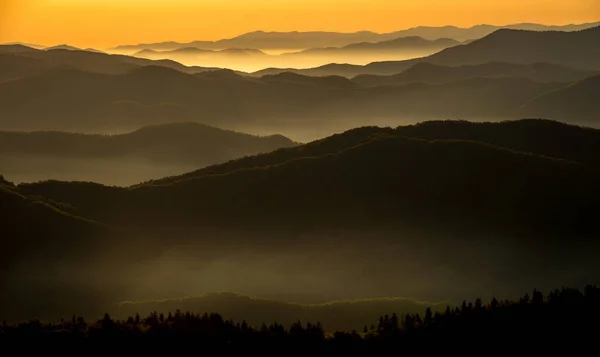 日落时分 田纳西州大烟山国家公园的壮丽景象 — 图库照片