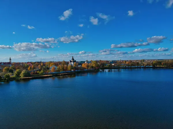 Flygfoto Över Byggnader Sjöar Och Parker Minskregionen Vitryssland — Stockfoto