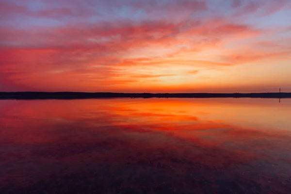 Der Wunderschöne Sonnenuntergang Kurischen Haff Litauen — Stockfoto