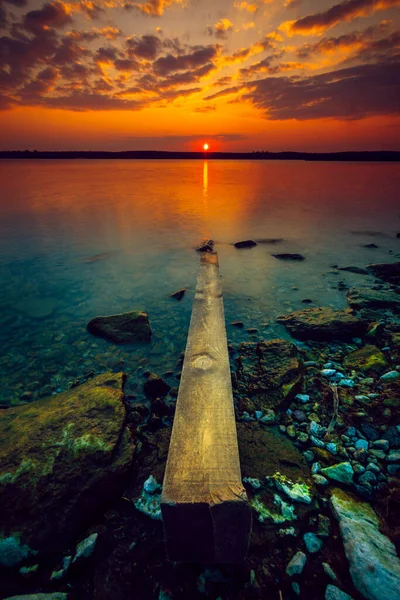 Belo Pôr Sol Lagoa Curoniana Lituânia — Fotografia de Stock