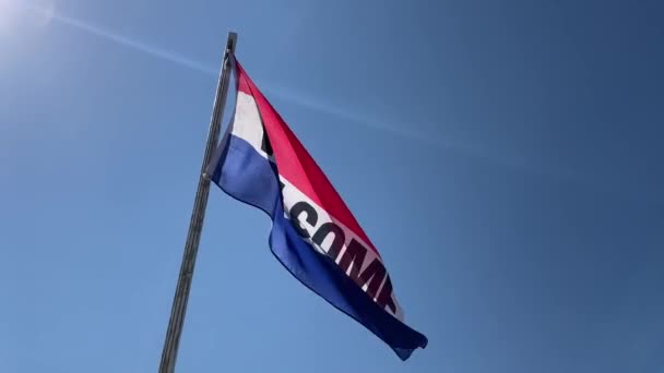 Κυματιστή Σημαία Των Κάτω Χωρών Θερμό Καλωσόρισμα — Αρχείο Βίντεο