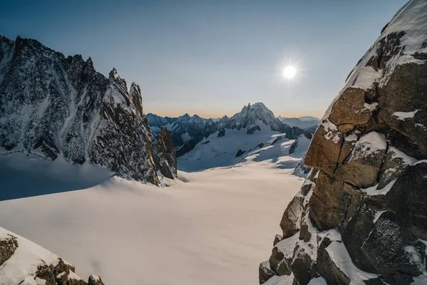 Alpes Aiguille Midi Outras Montanhas Alpinas Famosas Alpinismo Escalada Geleiras — Fotografia de Stock