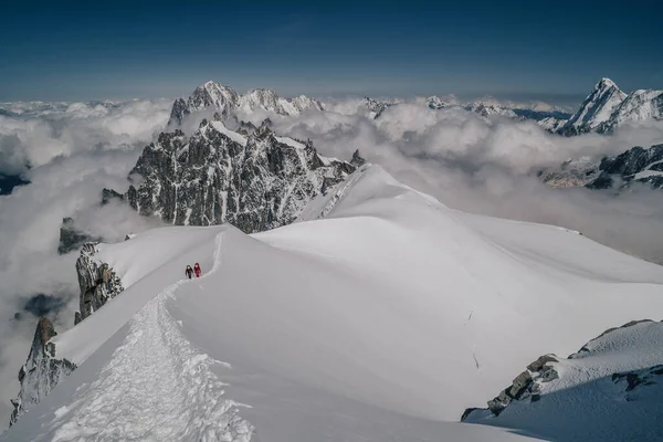 Alpesi Csúcsok Aiguille Midi Más Híres Alpesi Hegyek Alpinizmus Hegymászás — Stock Fotó