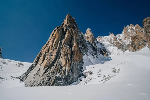 Picchi Alpini Aiguille Midi Altre Famose Montagne Alpine Alpinismo Arrampicata — Foto Stock