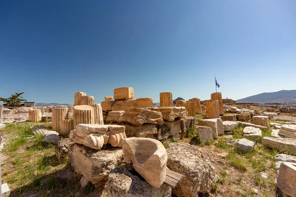 Covid Salgını Sırasında Akropolis Atina Yunanistan Boş Turistik Sahası — Stok fotoğraf