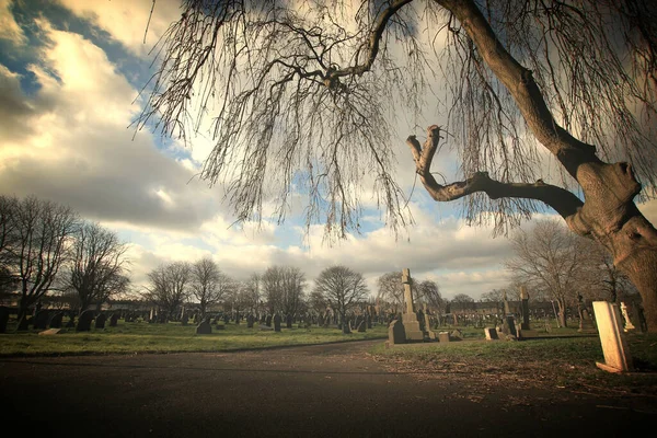 Antiguo Cementerio Rodeado Árboles Inglaterra Reino Unido — Foto de Stock