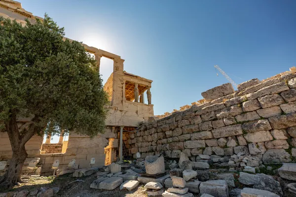 Sitio Turístico Vacío Acrópolis Atenas Grecia Durante Pandemia Covid — Foto de Stock